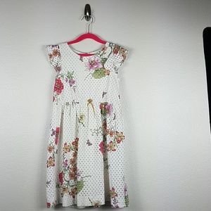 Zara Girl Floral Dress 11/12 Cream Pink Eyelet